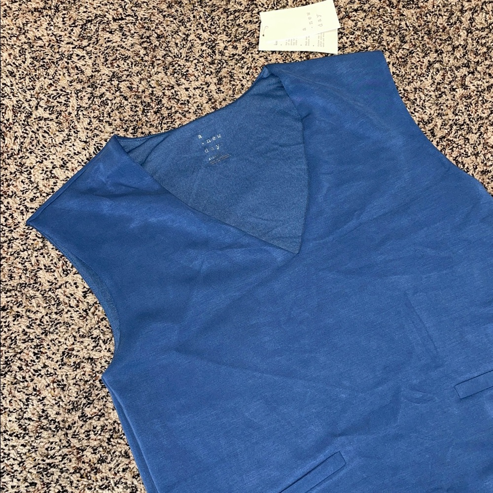 a new day Cashmere Like Soft Beautiful Blue Blazer Vest  Tank Var Sizes | NWT - Picture 3 of 6